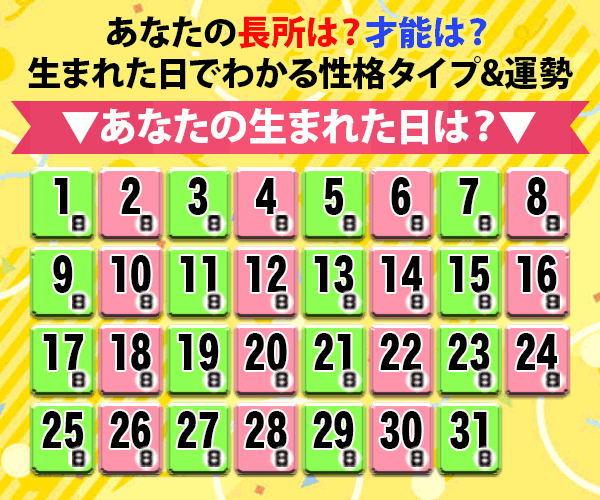 あなたの長所は？才能は？生まれた日でわかる性格タイプ＆運勢